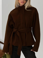 Tameeka Funnel Neck Coat Brown