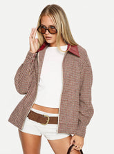 End Of The Day Collared Jacket Red Multi