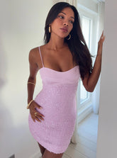 Alishia Satin Sequin Mini Dress Lilac