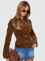 Jadeann Cord Fitted Jacket Brown