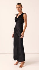 Madeline Cowl Neck Maxi Dress - Black