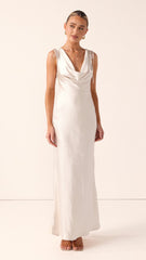 Madeline Cowl Neck Maxi Dress - Champagne