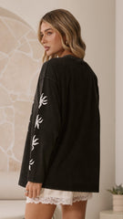 Stay Wild Long Sleeve Top - Black