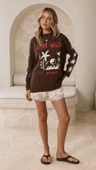 Stay Wild Long Sleeve Top - Chocolate