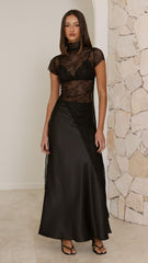 Ria Sheer Top - Black Lace