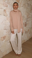 Jazmine Knitted Sweater and Scarf - Peach