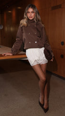 Jeanne Funnel Bomber Jacket - Chocolate