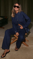 Zenia Denim Pants - Dark Blue