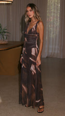 Maeve Sheer Maxi Dress - Cocoa Ochre