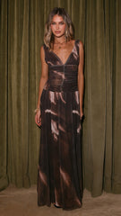 Maeve Sheer Maxi Dress - Cocoa Ochre