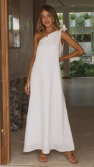 Winnie One Shoulder Maxi Dress - White