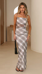 Loralei Maxi Dress - Grey Plaid