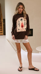 Mia Long Sleeve Tee - Brown