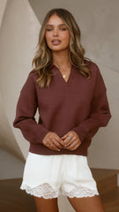 Rylie Collared Sweater - Brown