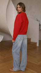 Rylie Collared Sweater - Red