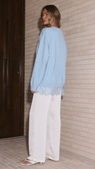 Stevie Lace Trim Sweater - Blue