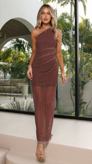 Cataleya Sheer Maxi Dress - Burgundy Spot