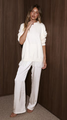 Stevie Lace Trim Sweater - Cream