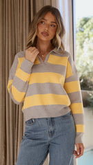 Kodi Sweater - Yellow/Grey Stripe