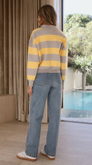 Kodi Sweater - Yellow/Grey Stripe