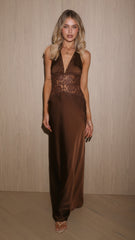 Celia Lace Maxi Dress - Chocolate