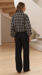 Brax Bomber Jacket - Black/Beige Plaid