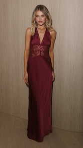 Celia Lace Maxi Dress - Wine