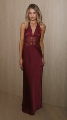 Celia Lace Maxi Dress - Wine