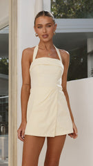Siara Halter Neck Playsuit - Butter
