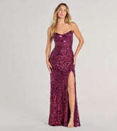 Chandler Strapless Lace-Up Sequin Formal Dress - Plum