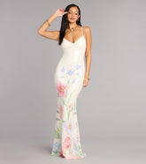 Melany Floral Sequin Lace-Up Formal Dress