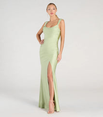 Kaitlin Low Back Slit Mermaid Formal Dress - Sage