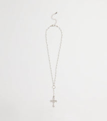 My Path Faux Pearl Cross Necklace