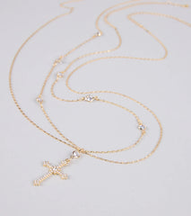 In Full Faith Cross Rhinestone Charm Belly Chain