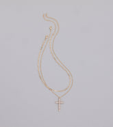 Devoted Love Faux Pearl Cross Chain Necklace