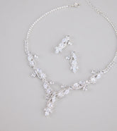 Statement Glow Rhinestone Necklace And Earrings Set