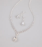 Crown Jewel Teardrop Necklace And Earrings Set