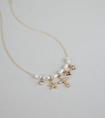 Seas the Moment Faux Pearl Charm Necklace