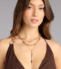 Stacked And Stunning Stone Lariat Necklace