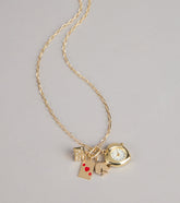 Lucky Timing Watch Charm Statement Necklace
