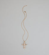 Divine Detail Faux Pearl Cross Necklace