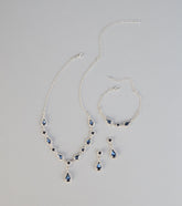 Sapphire Shine Necklace And Earrings Set
