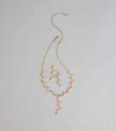 Sparkle In Bloom Rhinestone Leaf Necklace And Earrings Set