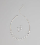 Dainty Shine Rhinestone Necklace And Earrings Set
