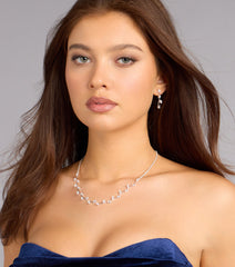 Dainty Shine Rhinestone Necklace And Earrings Set