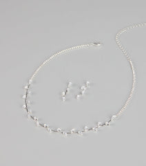 Dainty Shine Rhinestone Necklace And Earrings Set
