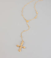 Blessed And Booked Cross Lariat Necklace