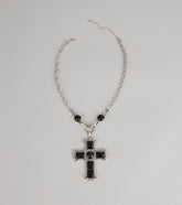 Bold Details Cross Statement Necklace