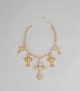 Styled Shine Rhinestone Cross Statement Necklace