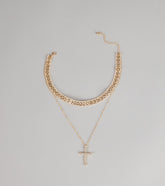 Statement Balance Layered Cross Necklace